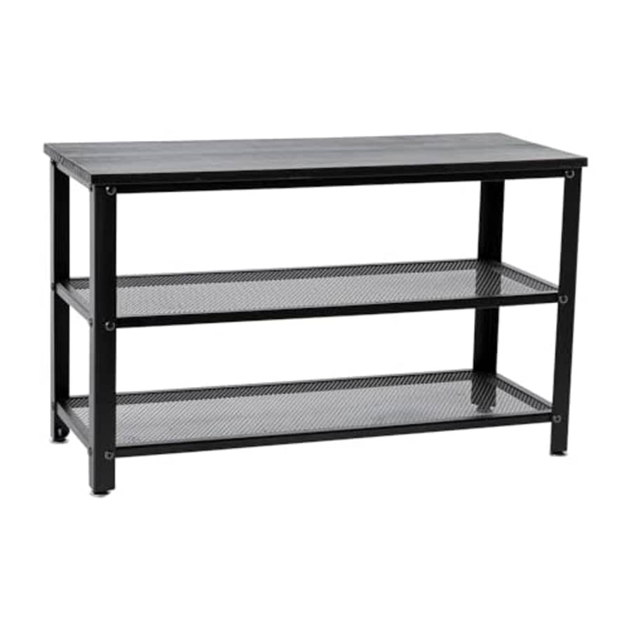 Flash Furniture Easton 3-Tier Wooden Bench with Metal Mesh Shoe Storage Shelves for Entryway, for $66 Flash Furniture Easton 3-Tier Wooden Bench with Metal Mesh Shoe Storage Shelves for Entryway, for $66