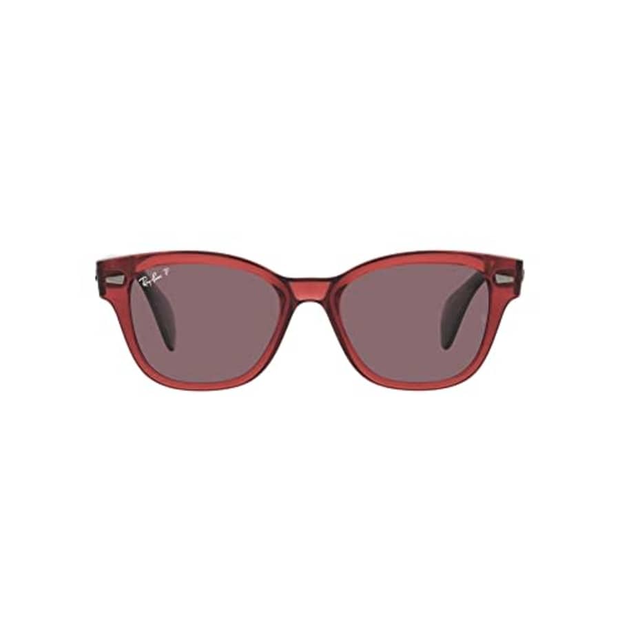 Ray-Ban RB0880SF Low Bridge Fit Square Sunglasses, Transparent Pink/Dark Violet Polarized, 53 mm for $93