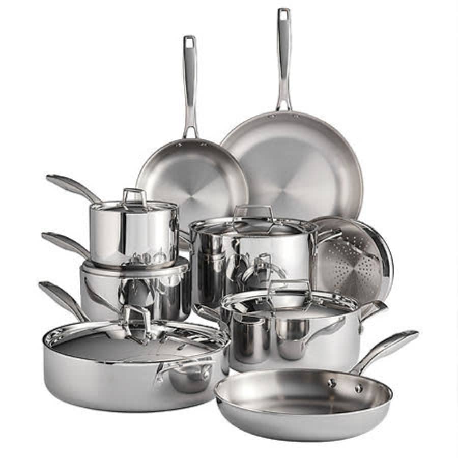 Tramontina 12-Piece Tri-Ply Clad Cookware Set for $200 for members Tramontina 12-Piece Tri-Ply Clad Cookware Set for $200 for members