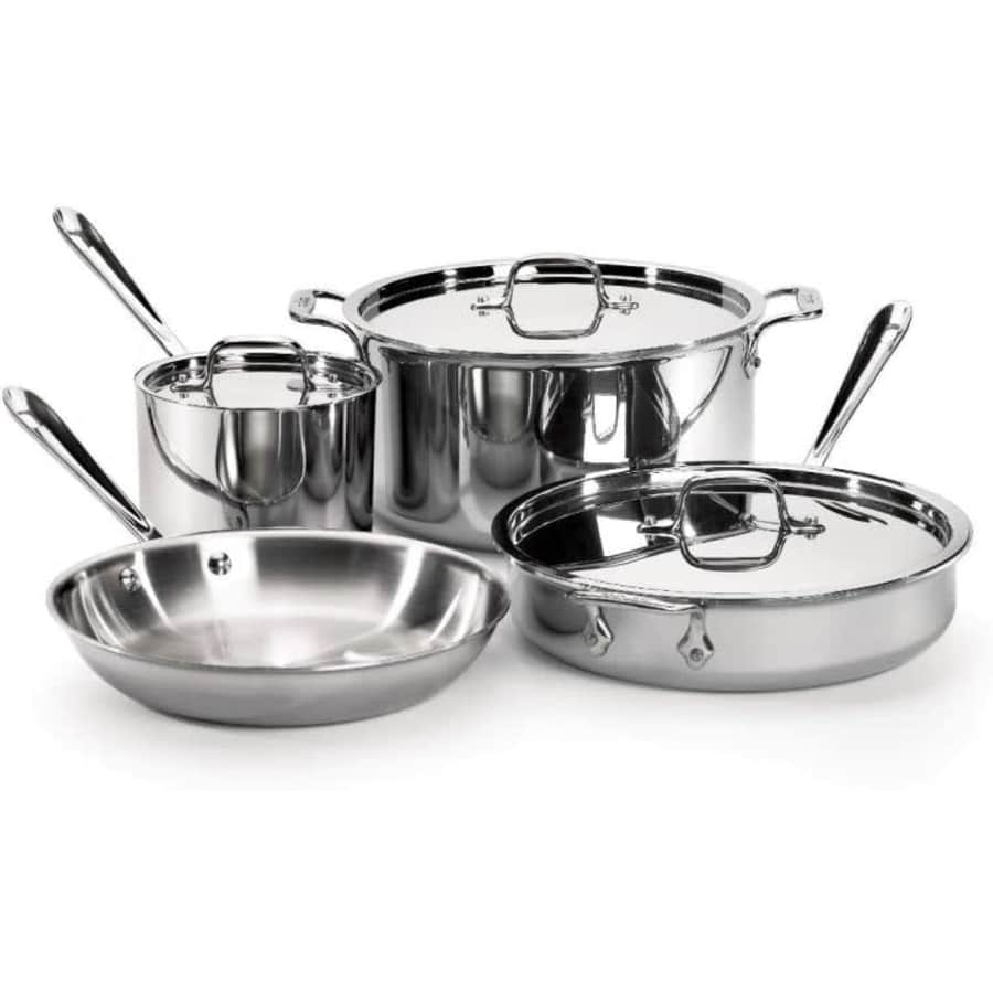 All-Clad Tri-Ply Stainless Steel 7-Piece Cookware Set for $550
