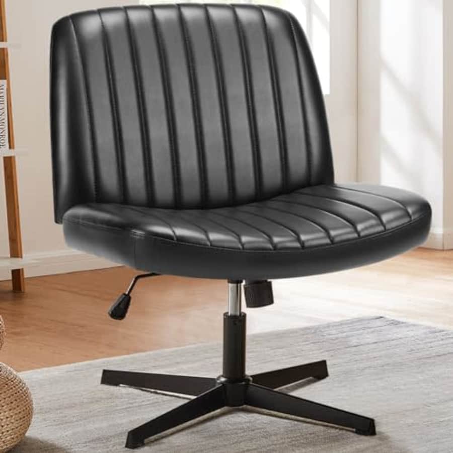 edx Criss Cross Chair,Armless Legged Office Desk Chair No Wheels,Leather Padded Wide Seat Modern for $62 edx Criss Cross Chair,Armless Legged Office Desk Chair No Wheels,Leather Padded Wide Seat Modern for $62