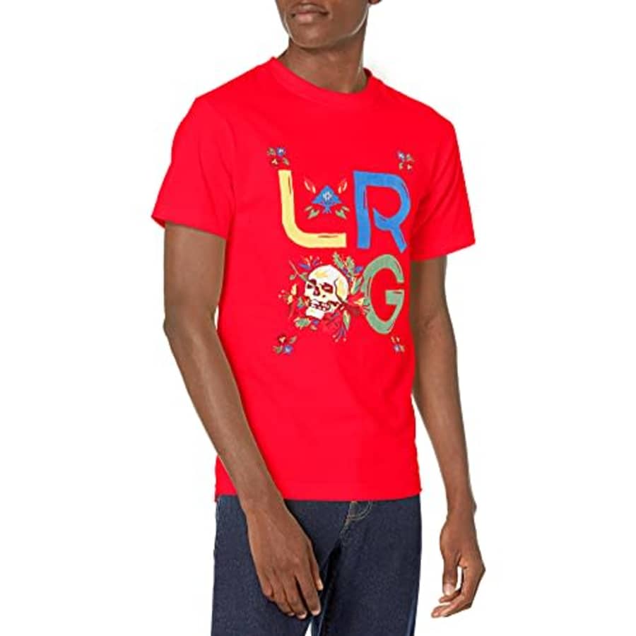 LRG Lifted Research Group Men's Graphic Design Logo T-Shirt, RED, 2XL for $18