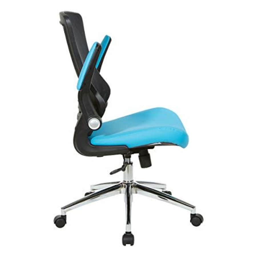 Office Star Bonded Leather Seat and Screen Back Manager's Chair with Padded Flip Arms, Blue for $90 Office Star Bonded Leather Seat and Screen Back Manager's Chair with Padded Flip Arms, Blue for $90