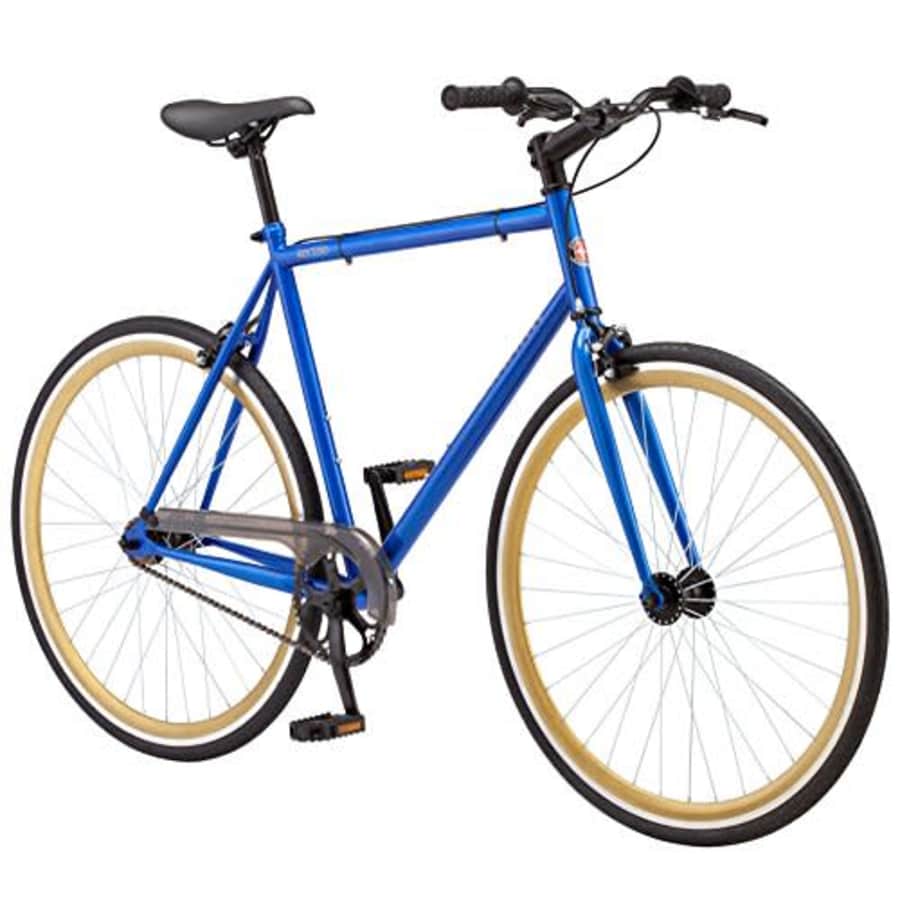 Schwinn Kedzie Single-Speed Fixie Road Bike, Lightweight Frame for City Riding, Blue for $500