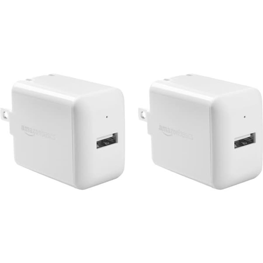 AmazonBasics 12W USB Wall Charger 2-Pack for $4 AmazonBasics 12W USB Wall Charger 2-Pack for $4