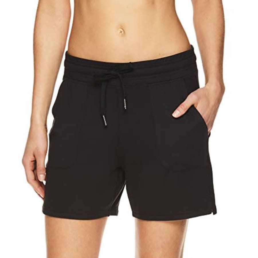Gaiam Women's Warrior Yoga Short - Bike & Running Activewear Shorts w/Pockets - Black (Tap Shoe) for $18