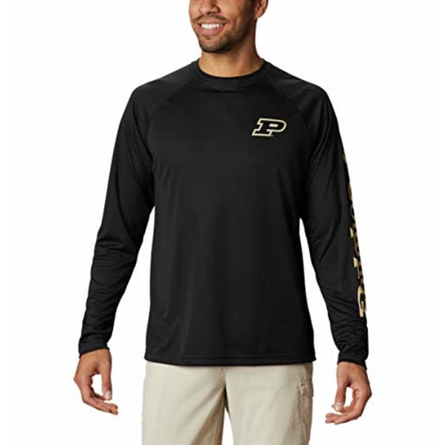 Columbia NCAA Purdue Boilermakers Men's Terminal Tackle Long Sleeve Shirt, X-Large Big, PD - Black/Sierra Tan for $39