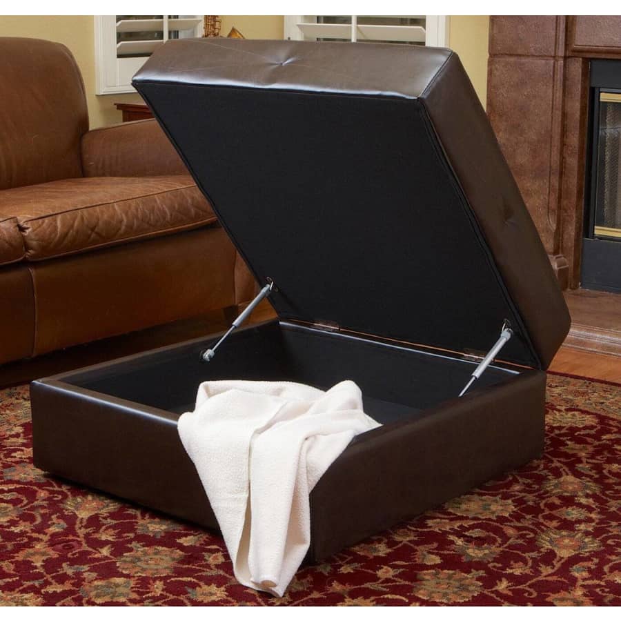 Noble House Burlington Bonded Leather Lift-Top Storage Ottoman for $145