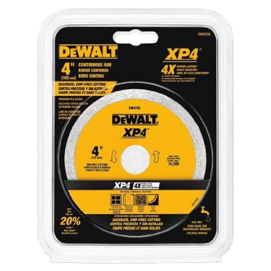 DEWALT DW4735 4-Inch by .060-Inch Wet/Dry XP4 Porclean and Tile Blade for $26 DEWALT DW4735 4-Inch by .060-Inch Wet/Dry XP4 Porclean and Tile Blade for $26
