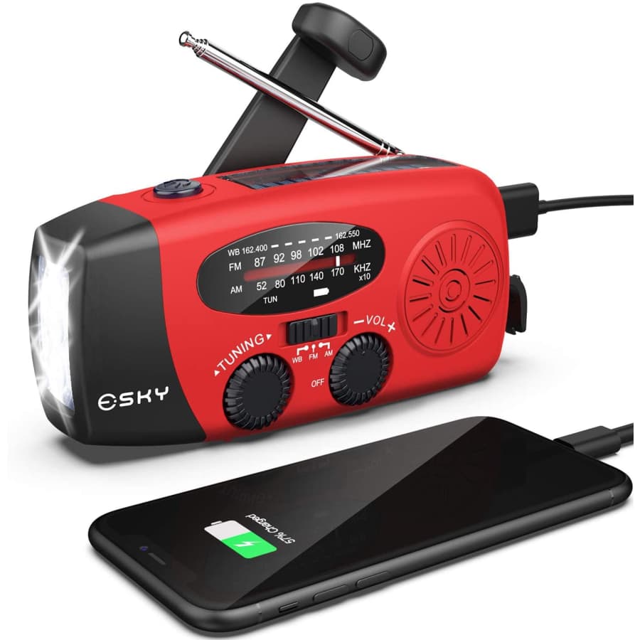 Esky Hand Crank AM/FM NOAA Weather Radio with Flashlight for $19