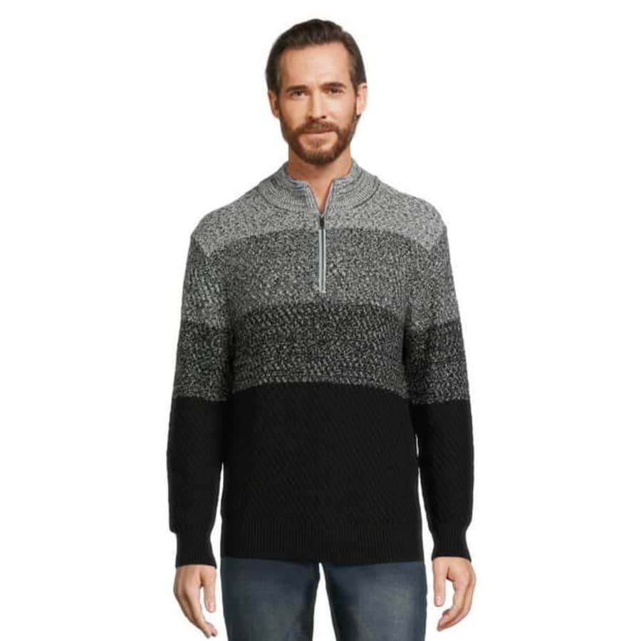 Tribekka 44 Men's Mock Neck Quarter-Zip Sweater for $7