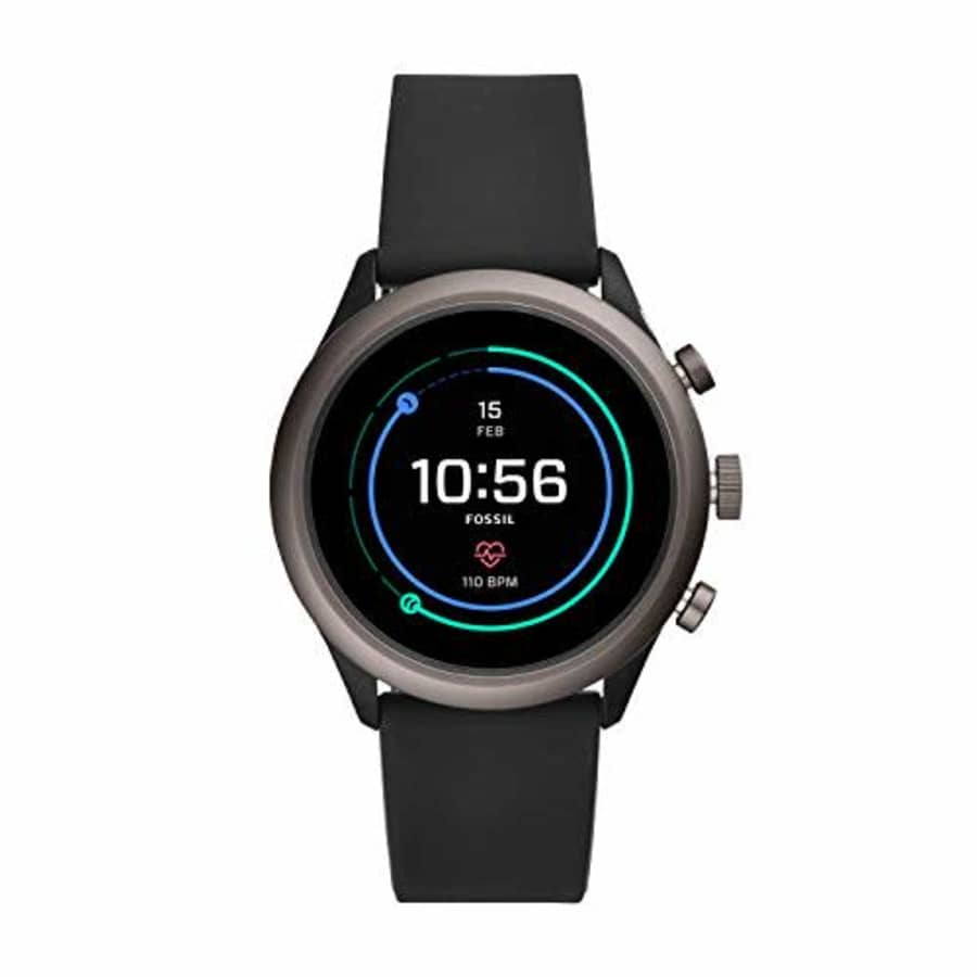 Fossil Men's Sport Heart Rate Metal and Silicone Touchscreen Smartwatch, Color: Grey, Black for $240 Fossil Men's Sport Heart Rate Metal and Silicone Touchscreen Smartwatch, Color: Grey, Black for $240