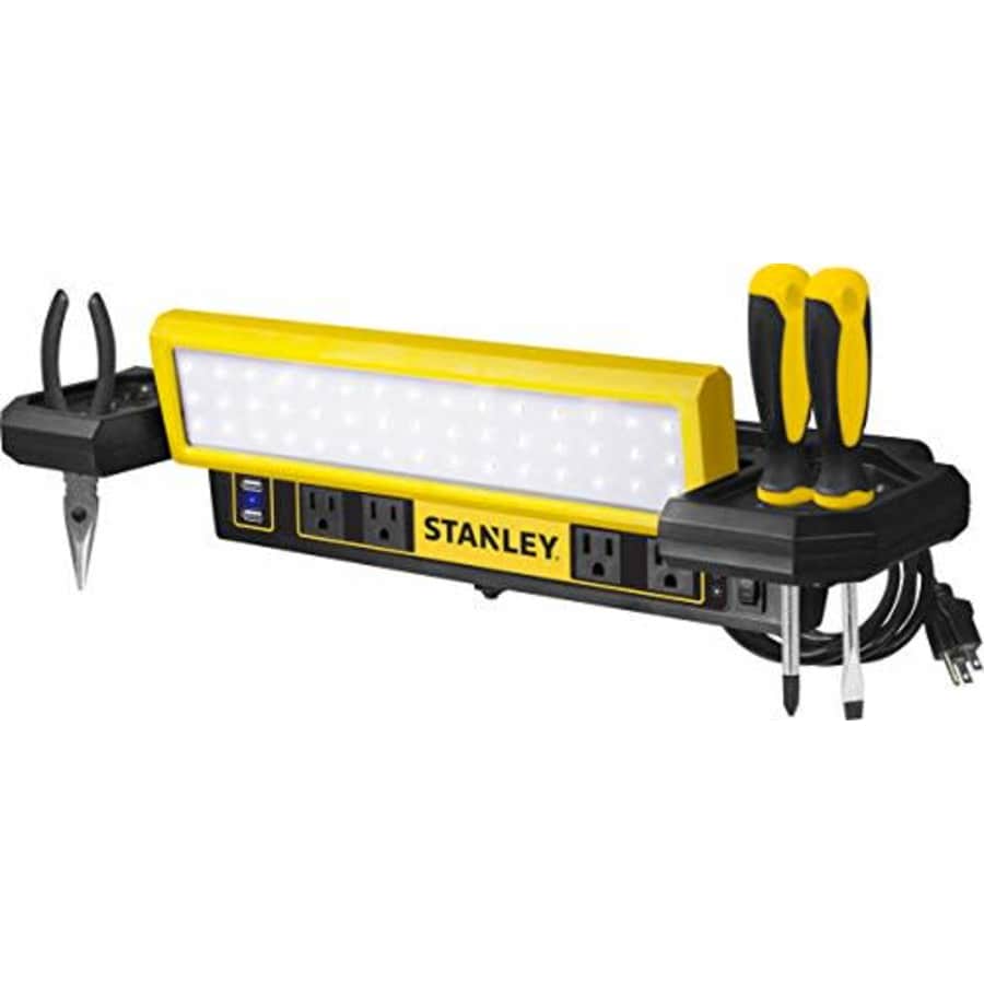 STANLEY PSL1000S Adjustable 45 COB LED Workbench Light with AC Power Outlets, Dual 2.1 Amp USB for $56 STANLEY PSL1000S Adjustable 45 COB LED Workbench Light with AC Power Outlets, Dual 2.1 Amp USB for $56