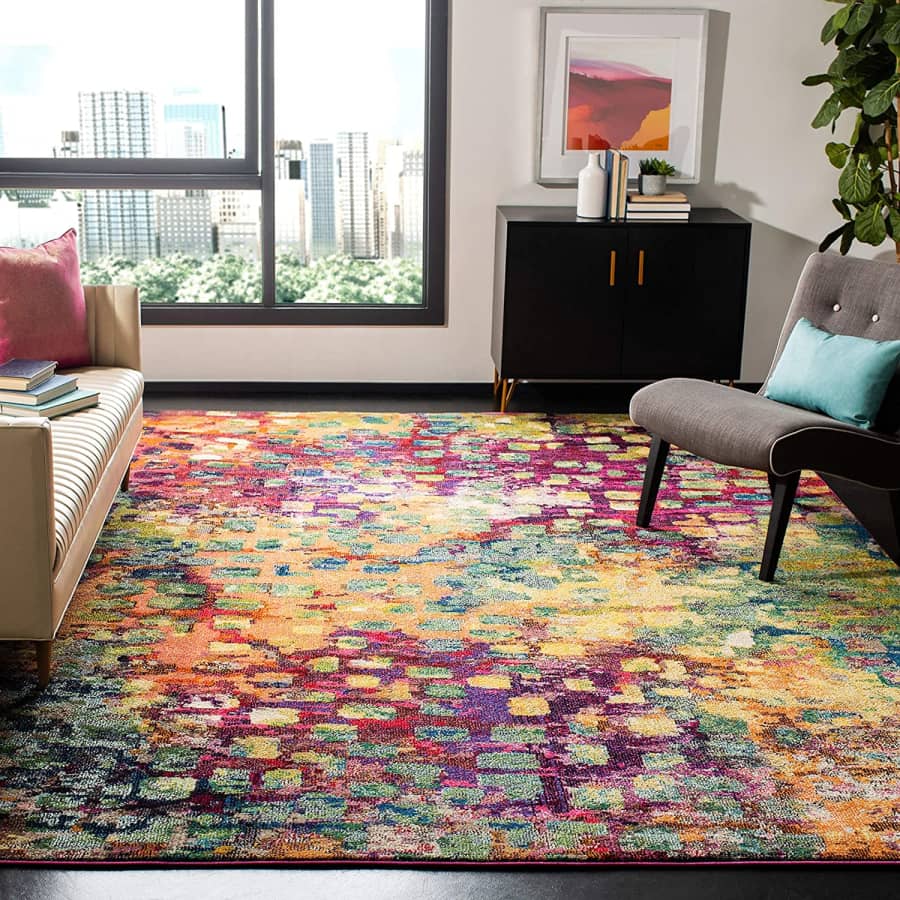 Safavieh Monaco Collection Boho Chic Abstract Watercolor 6'7" x 9'2" Area Rug for $118