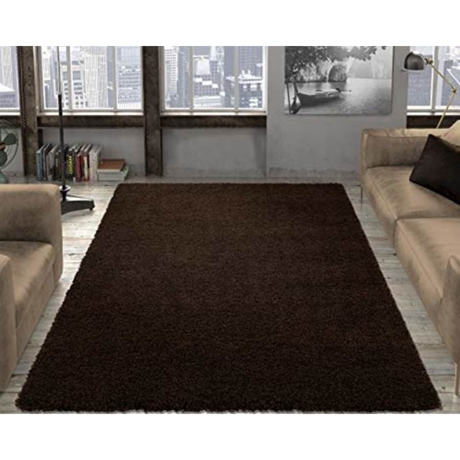 Ottomanson SHG2768-7X10 Solid Shag Rug, 6'7" x 9'3", Brown for $268