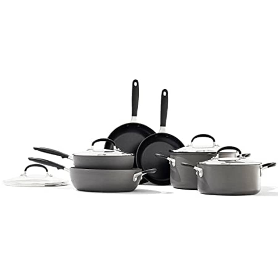 OXO Good Grips 10 Piece Cookware Pots and Pans Set, 3-Layered German Engineered Nonstick Coating, for $197