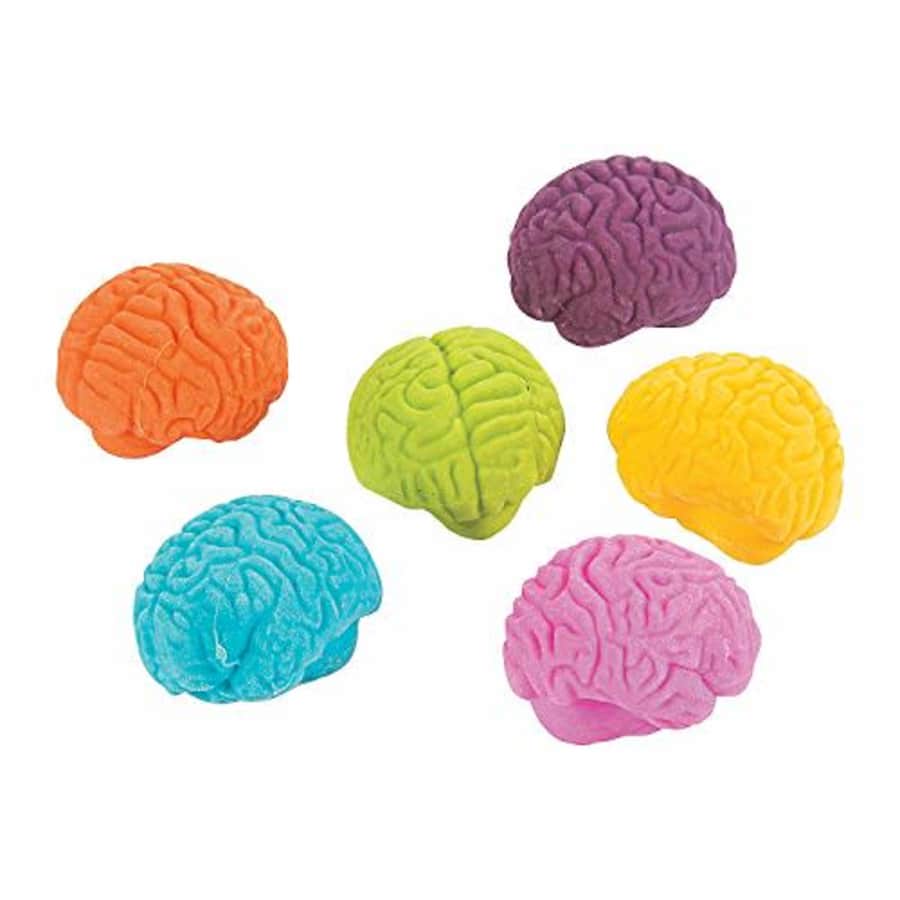 Fun Express Brain Shaped Erasers (Set of 24) Halloween, Classroom Giveaways and Party Supplies for $16