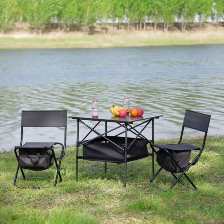 3-Piece Folding Outdoor Table and Chairs Set for $16