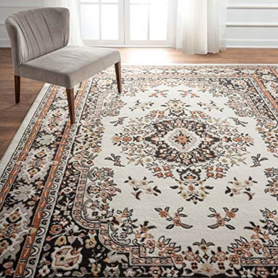 Home Dynamix Premium Sakarya Traditional Medallion Border Area Rug, Ivory/Brown, 5'3"x7'5" Rectangle for $80
