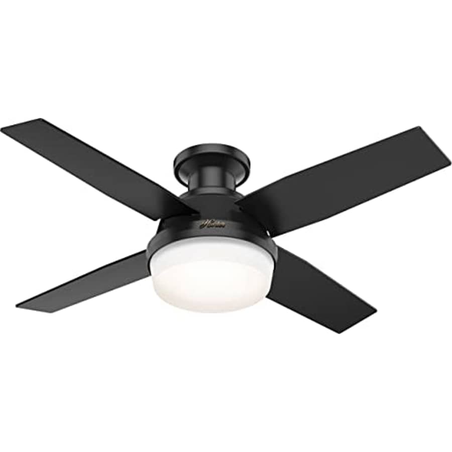 Hunter Fan Hunter Dempsey 44-inch Indoor/Outdoor Matte Black Casual Ceiling Fan With Bright LED Light Kit, for $266
