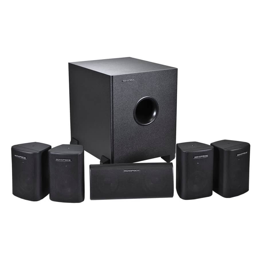 Monoprice 5.1-Channel Home Theater System w/ Subwoofer for $100