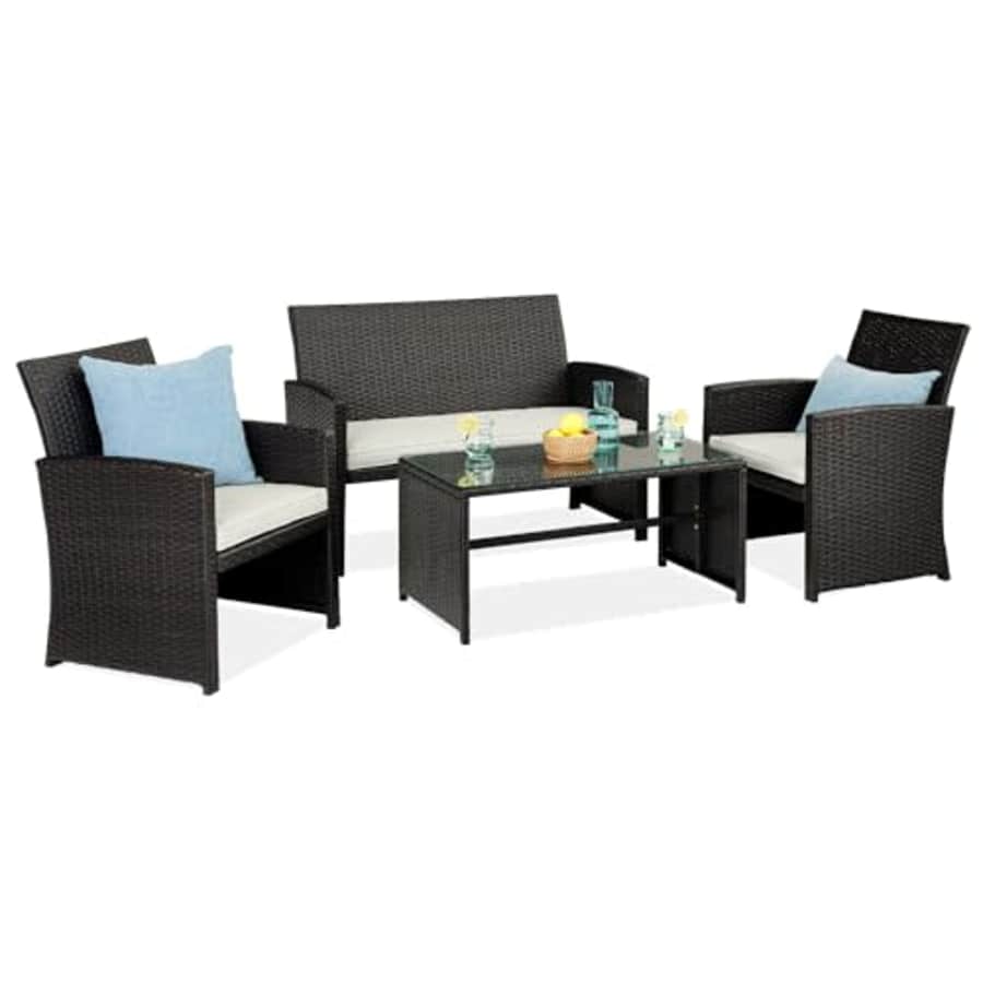 Best Choice Products 4-Piece Outdoor Wicker Patio Conversation Furniture Set for Backyard w/Coffee for $250