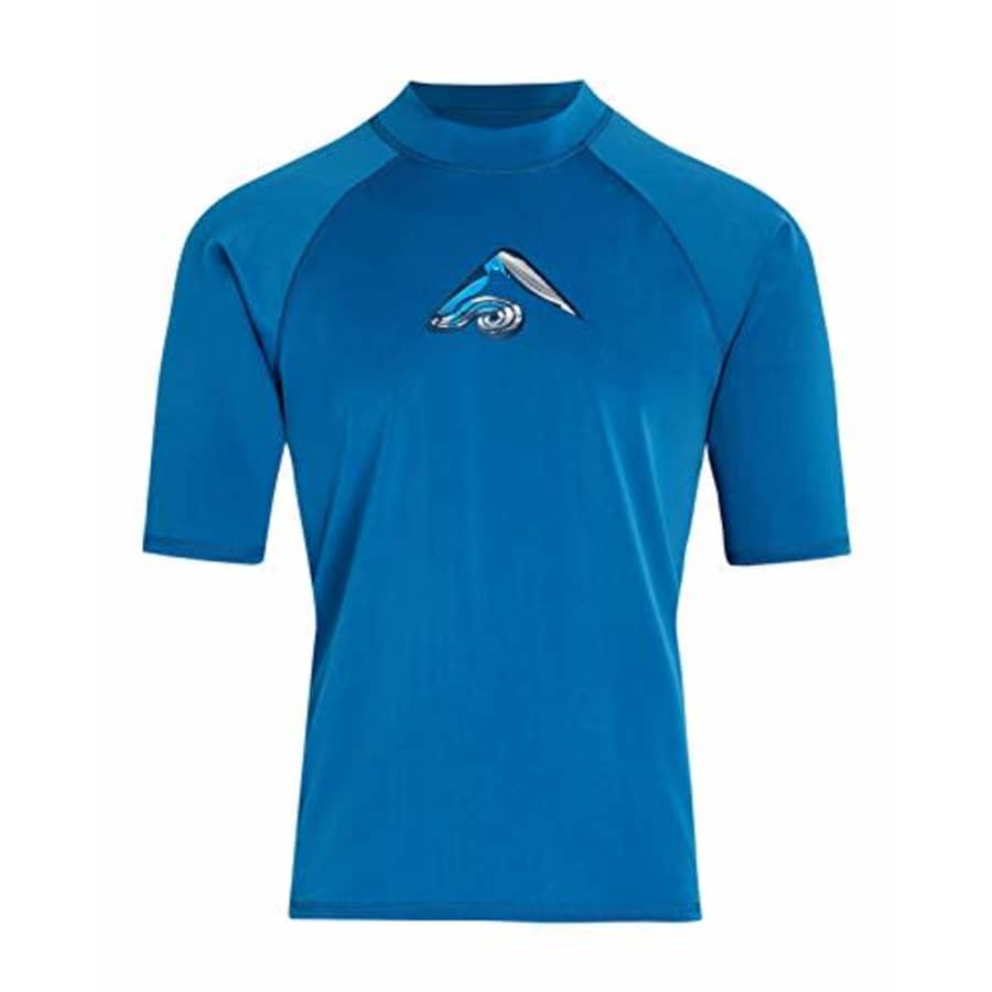 Kanu Surf Men's Mercury UPF 50+ Short Sleeve Sun Protective Rashguard Swim Shirt, Abacos Denim, for $22 Kanu Surf Men's Mercury UPF 50+ Short Sleeve Sun Protective Rashguard Swim Shirt, Abacos Denim, for $22
