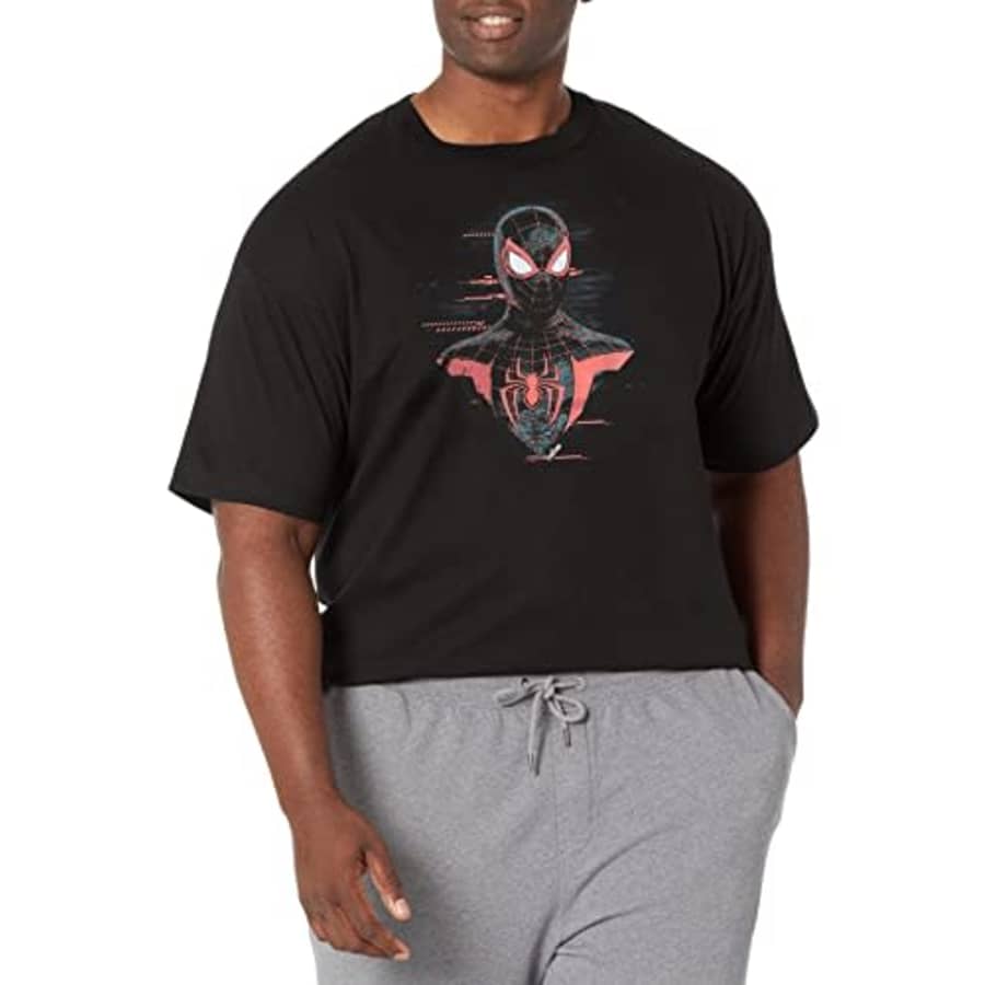 Marvel Big & Tall Spider-Man: Miles Morales Big Spidey Men's Tops Short Sleeve Tee Shirt, Black, for $22
