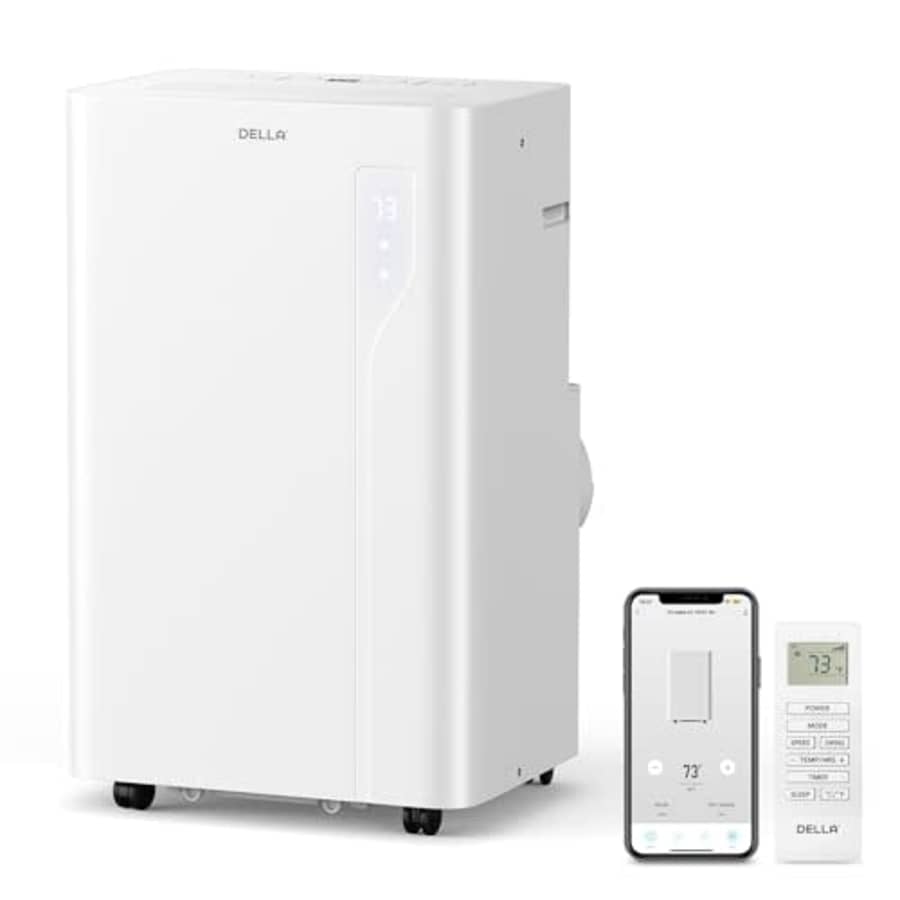 DELLA 14,000 BTU Portable Air Conditioner with heat pump, Work with Alexa, Geo Fencing, WiFi Cools for $449