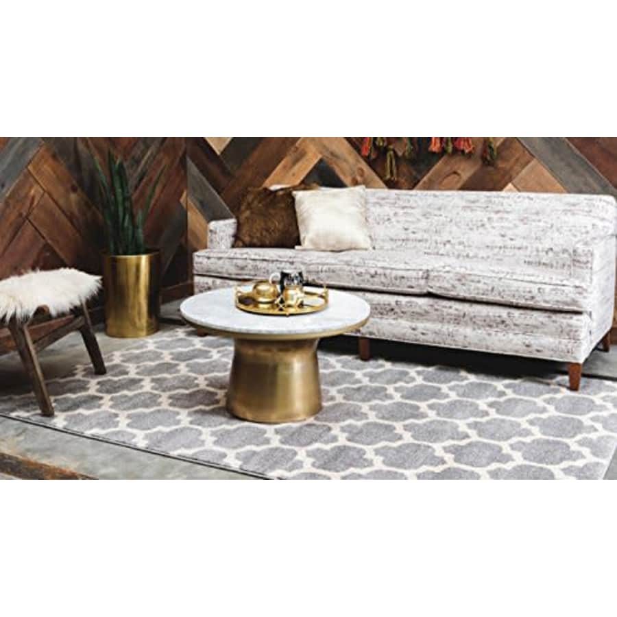 Unique Loom Trellis Collection Moroccan Lattice Dark Gray Area Rug (8' 0 x 10' 0) for $199