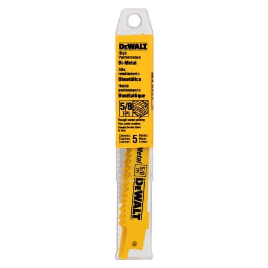 DEWALT DW4849 12-Inch 5/8 TPI Taper Back Bi-Metal Reciprocating Saw Blade (5-Pack) for $23