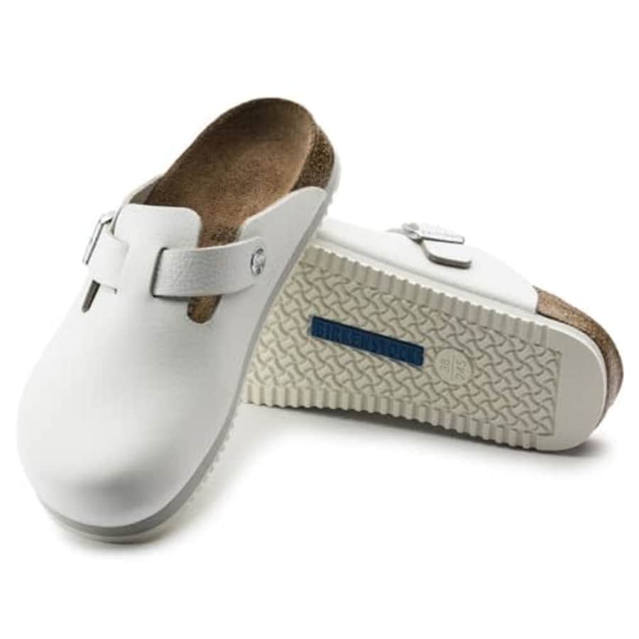 Birkenstock Clogs ''Boston ESD'' from Leather in White 41.0 EU W for $110 Birkenstock Clogs ''Boston ESD'' from Leather in White 41.0 EU W for $110