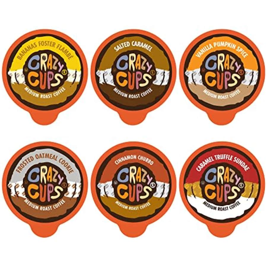 Crazy Cups Flavored Coffee Pods Variety Pack - Coffee Flavors for the Keurig K Cups Machine, for $28 Crazy Cups Flavored Coffee Pods Variety Pack - Coffee Flavors for the Keurig K Cups Machine, for $28
