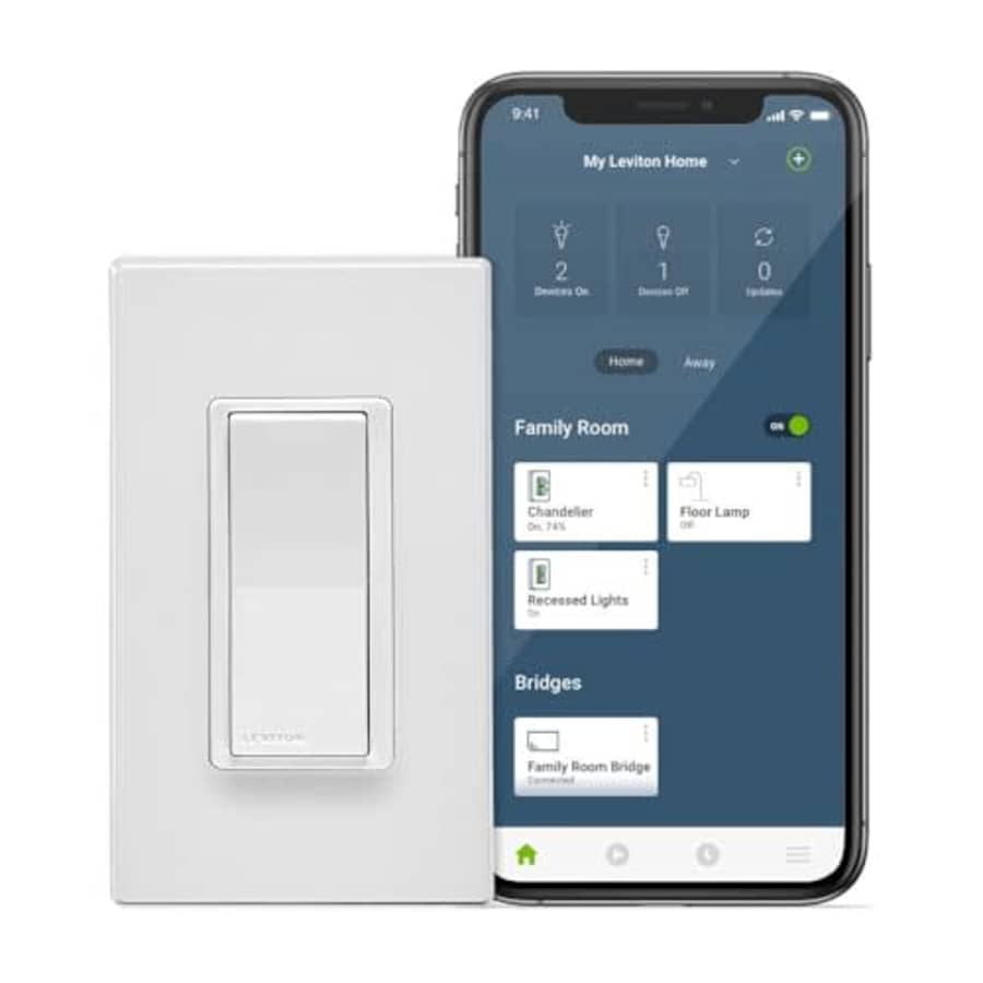 Leviton No-Neutral Decora Smart Switch, Requires MLWSB Wi-Fi Bridge to Work with My Leviton, Alexa, for $33