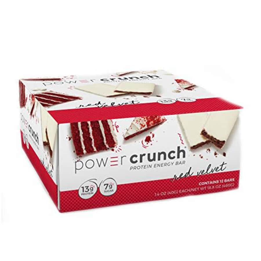 Power Crunch Whey Protein Bars, High Protein Snacks with Delicious Taste, Red Velvet, 1.4 Ounce (12 for $27 Power Crunch Whey Protein Bars, High Protein Snacks with Delicious Taste, Red Velvet, 1.4 Ounce (12 for $27
