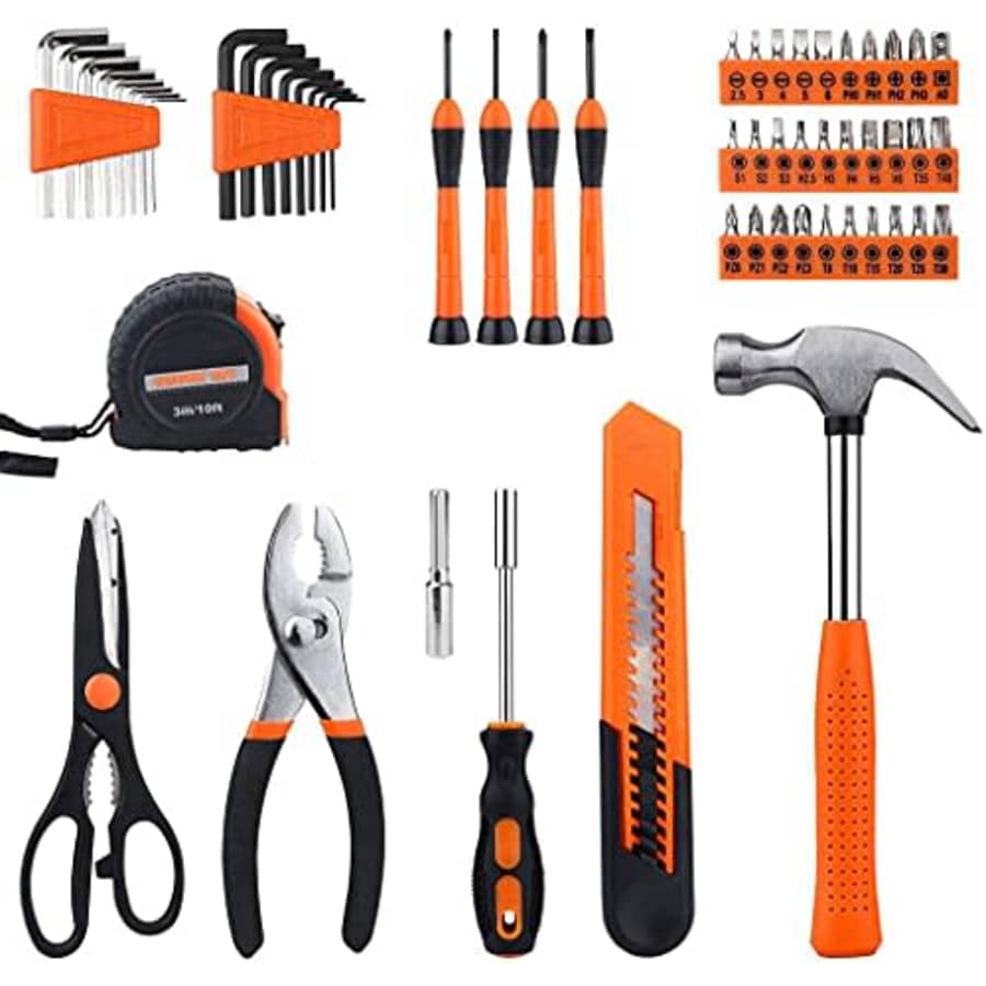 725 57-Piece Small Home Tool Kit, Household Repair Tool Set Includes All Essential Tools for Home, for $20