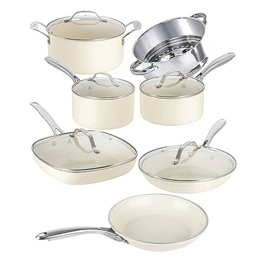 Gotham Steel 12 Piece Pots and Pans Set Nonstick Cookware Set, Complete Ceramic Cookware Set for for $79 Gotham Steel 12 Piece Pots and Pans Set Nonstick Cookware Set, Complete Ceramic Cookware Set for for $79