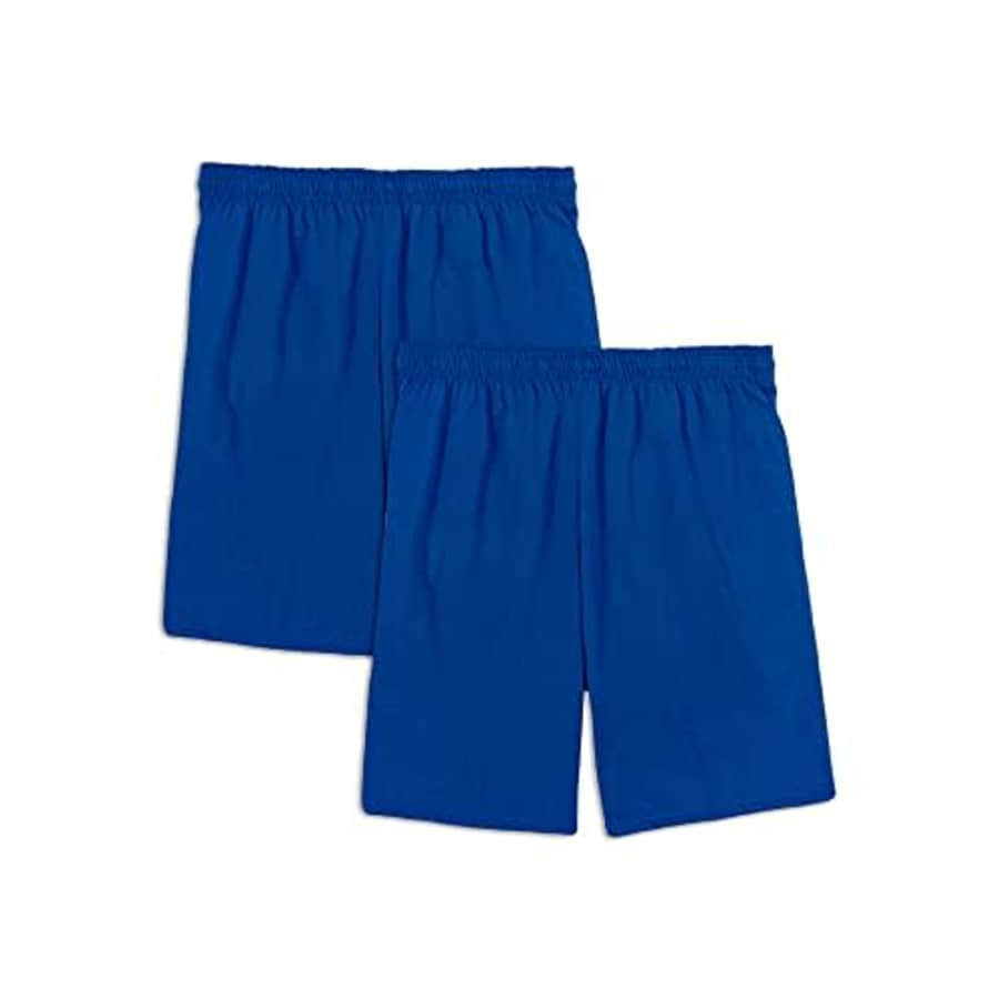 Fruit of the Loom Men's Eversoft Cotton Shorts with Pockets (S-4XL), 2 Pack-Blue, Medium for $35