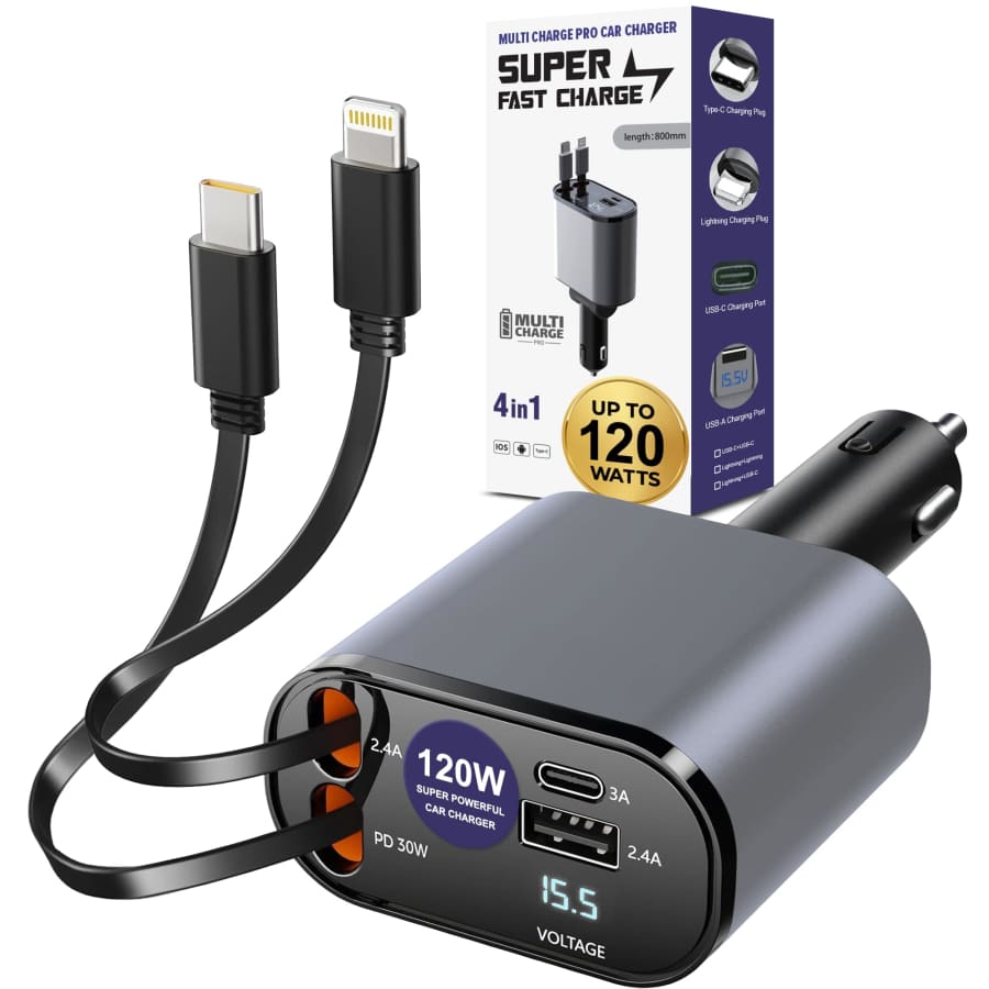 Multi Charge 4-Port 120W Car Charger for $31