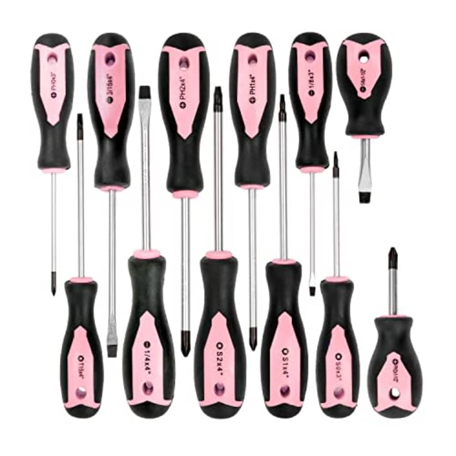 Amazon Basics AmazonBasics 12-Piece Magnetic Screwdriver Set, Pink for $11