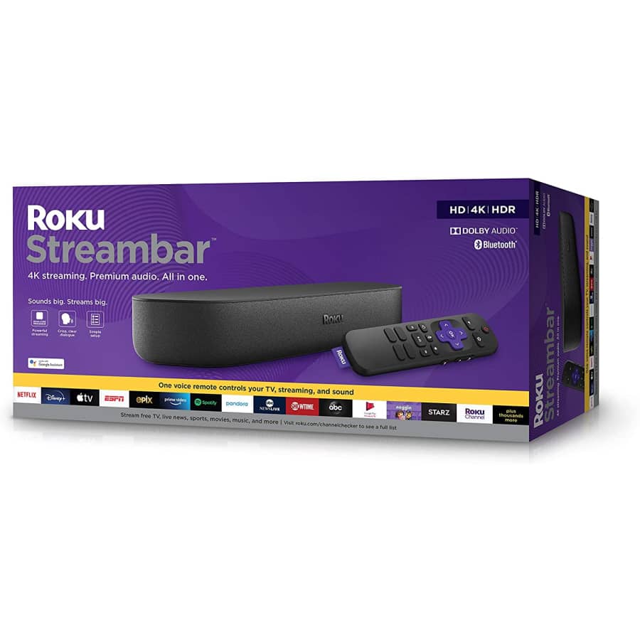 Roku Streambar 4K Streaming Media Player & Soundbar for $128