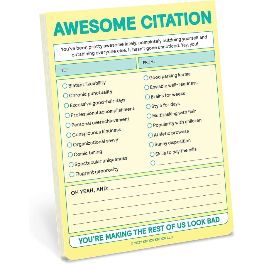 Knock Knock Awesome Citation 50-Sheet Note Pad for $7 Knock Knock Awesome Citation 50-Sheet Note Pad for $7