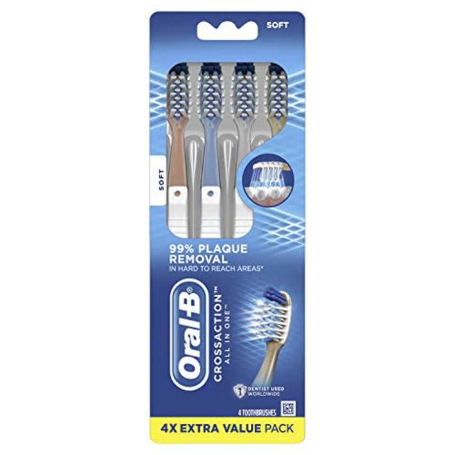 Oral-B CrossAction All In One Manual Toothbrush, Soft, 4 count for $12