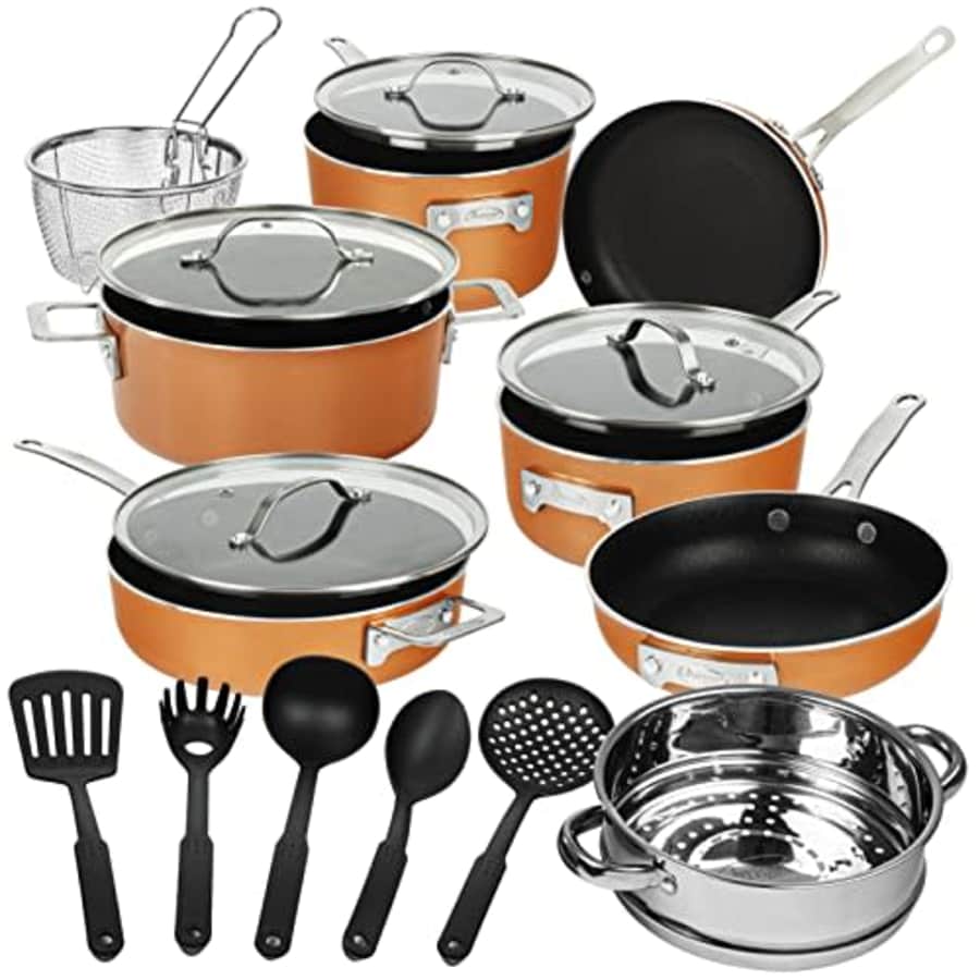 Gotham Steel Stackmaster Nonstick Pots & Pans Set, 17 Piece Stackable Cookware Set, As Seen on TV for $170