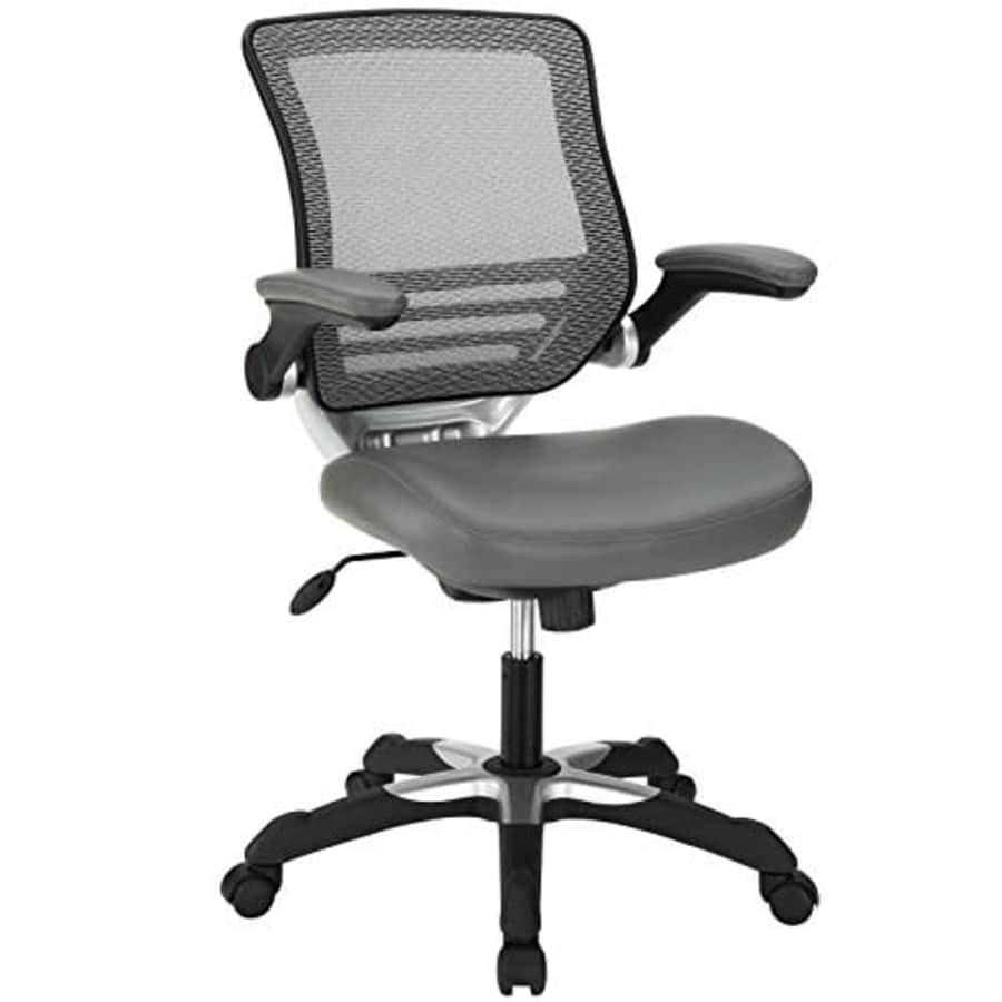 Modway Edge Mesh Back and White Vinyl Seat Office Chair With Flip-Up Arms - Computer Desks in Gray for $148 Modway Edge Mesh Back and White Vinyl Seat Office Chair With Flip-Up Arms - Computer Desks in Gray for $148