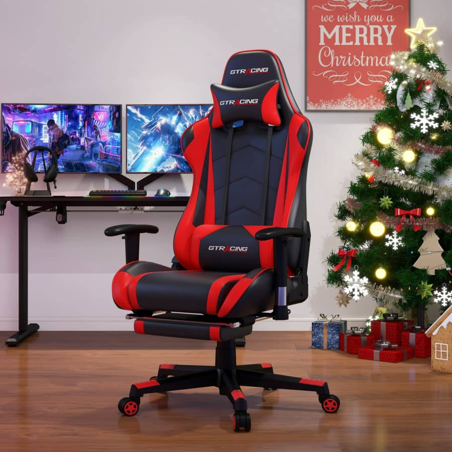 Gaming Chair w/ Footrest & Adjustable Headrest for $130