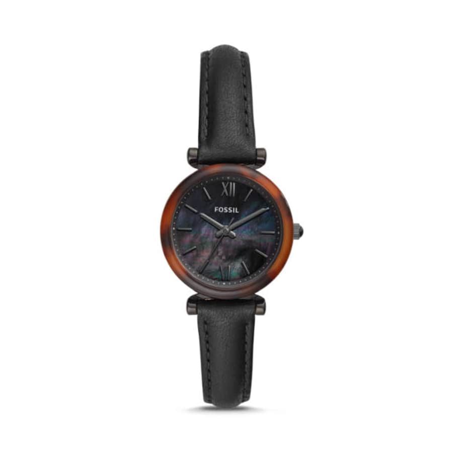 Fossil Women's Carlie Mini Three-Hand Leather Watch for $45