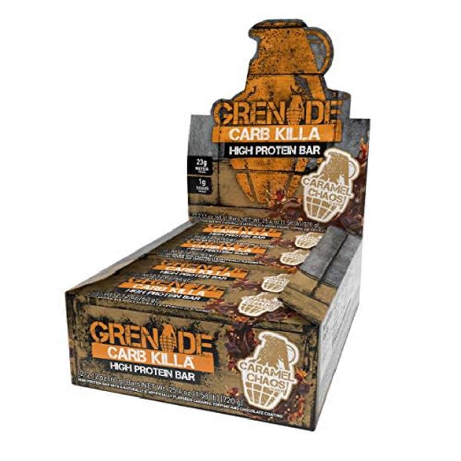 Grenade Carb Killa High Protein and Low Sugar Candy Bar, 12 x 60 g - Caramel Chaos for $37