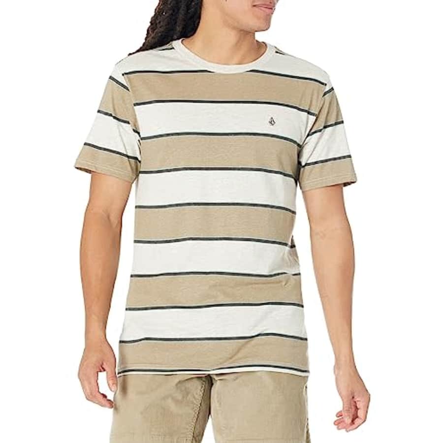 Volcom Men's Regular Bandstone Striped Crew Shirt, White Flash, XX-Large for $22 Volcom Men's Regular Bandstone Striped Crew Shirt, White Flash, XX-Large for $22