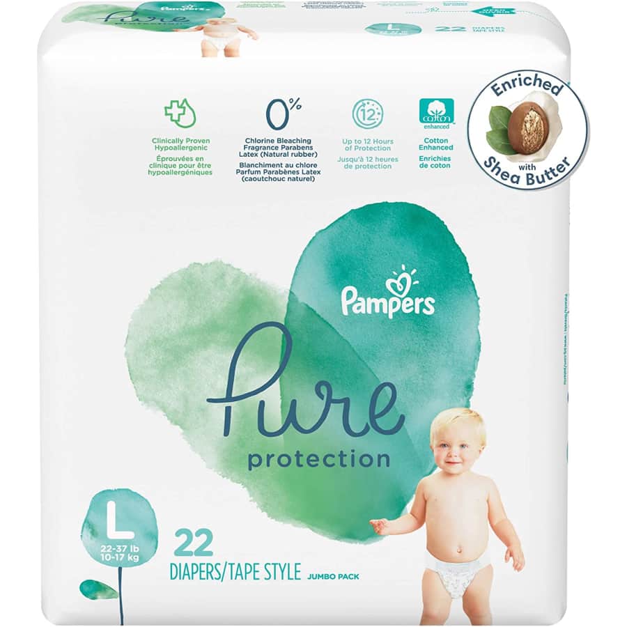 Pampers Pure Protection Size 4 Diapers 22-Count Pack for $10 Pampers Pure Protection Size 4 Diapers 22-Count Pack for $10